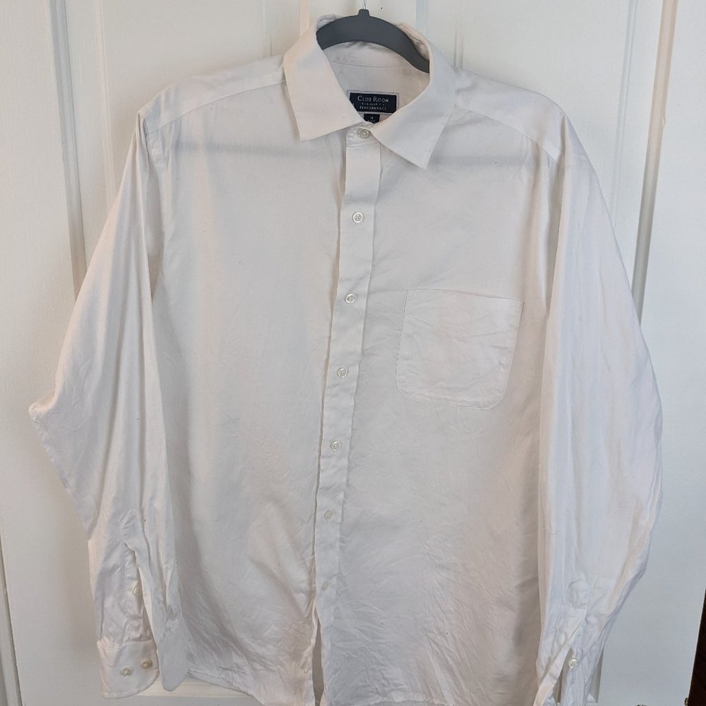 Men's Medium Club Room Regular Fit White Button Down Shirt